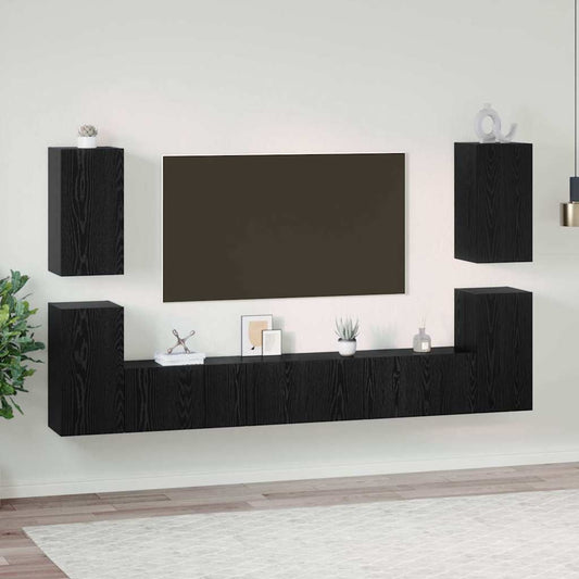 vidaXL Σετ επίπλου τηλεόρασης 7 pcs Μαύρη δρυς 60 x 30 x 30 cm
