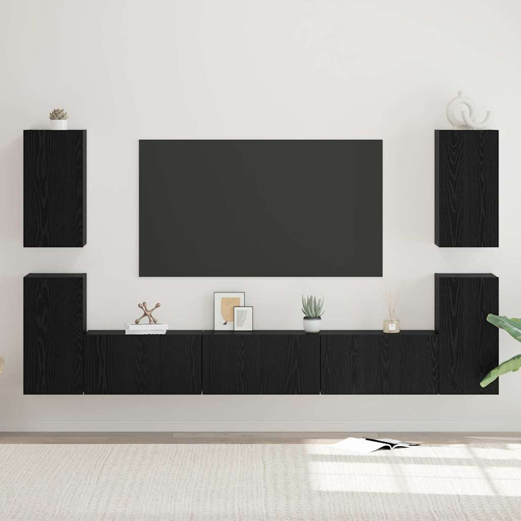 vidaXL Σετ επίπλου τηλεόρασης 7 pcs Μαύρη δρυς 60 x 30 x 30 cm