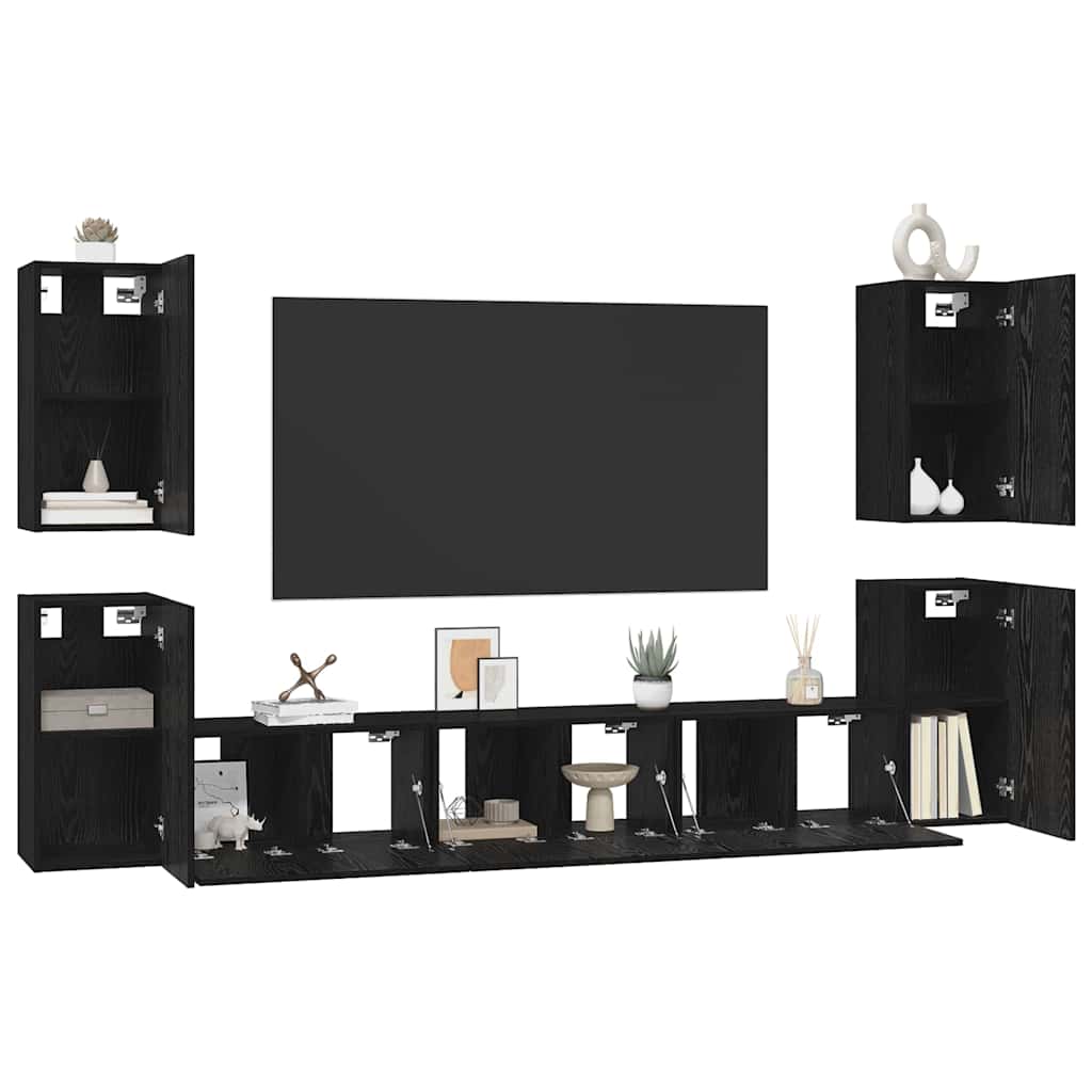 vidaXL Σετ επίπλου τηλεόρασης 7 pcs Μαύρη δρυς 60 x 30 x 30 cm