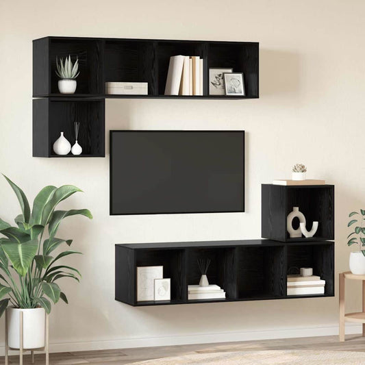 vidaXL Σετ επίπλου τηλεόρασης 4 pcs Μαύρη δρυς 37 x 37 x 142.5 εκ