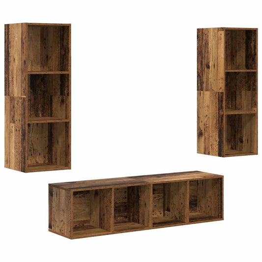 vidaXL Σετ επίπλου τηλεόρασης 3 pcs Παλαιό ξύλο 37 x 37 x 142.5 εκ