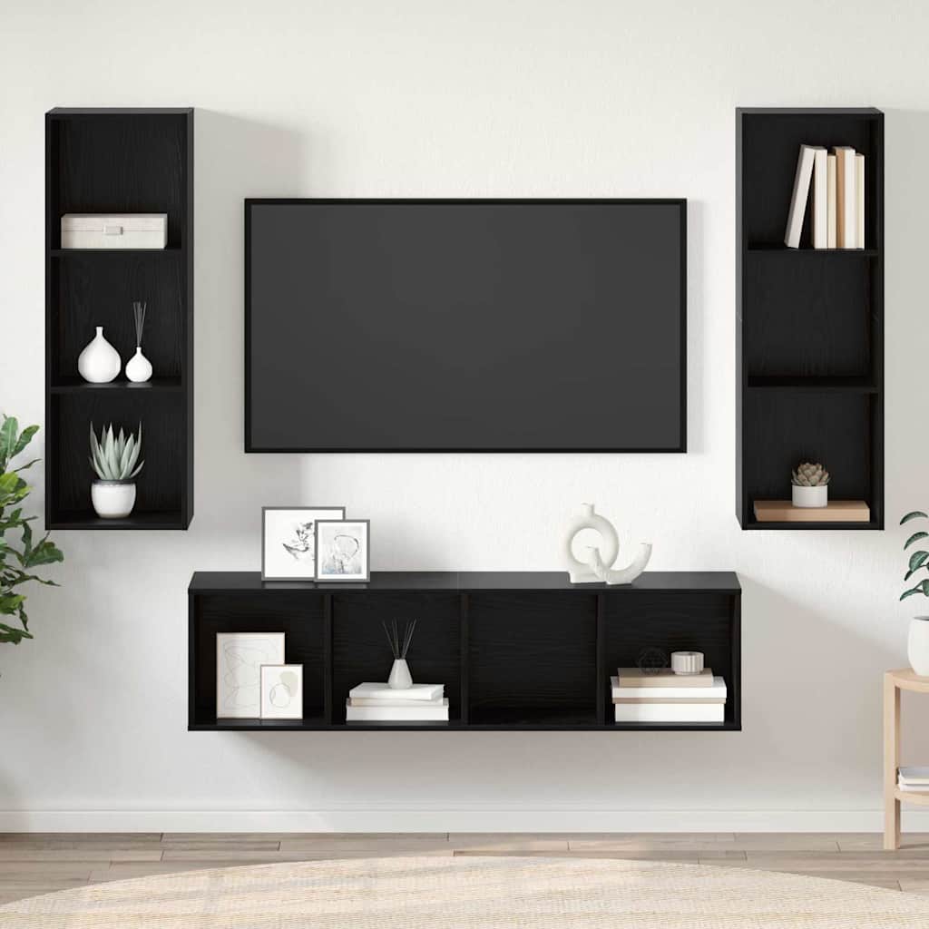 vidaXL Σετ επίπλου τηλεόρασης 3 pcs Μαύρη δρυς 37 x 37 x 142.5 εκ