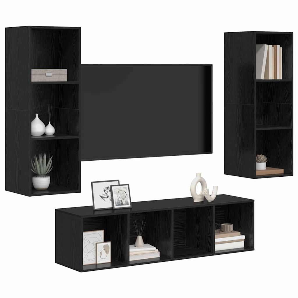vidaXL Σετ επίπλου τηλεόρασης 3 pcs Μαύρη δρυς 37 x 37 x 142.5 εκ