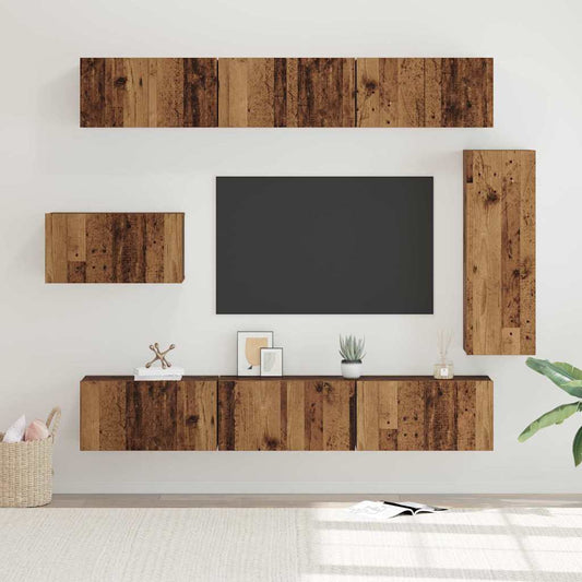 vidaXL Σετ επίπλου τηλεόρασης 8 pcs Παλαιό ξύλο 30.5 x 30 x 90 cm