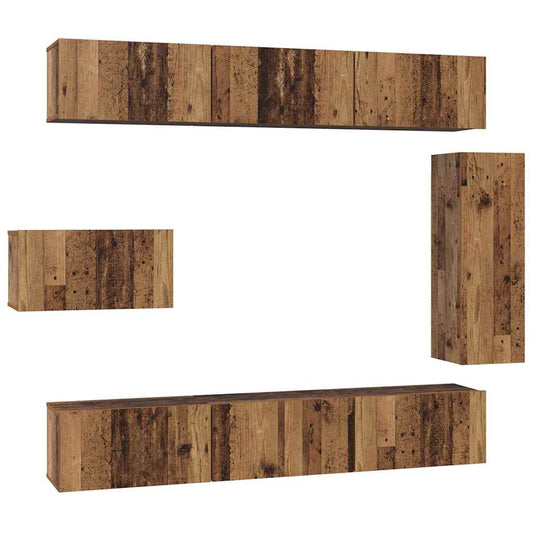 vidaXL Σετ επίπλου τηλεόρασης 8 pcs Παλαιό ξύλο 30.5 x 30 x 90 cm