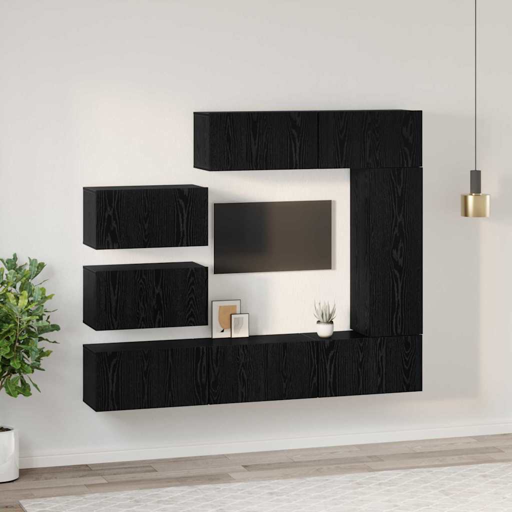 vidaXL Σετ επίπλου τηλεόρασης 8 pcs Μαύρη δρυς 30.5 x 30 x 90 cm
