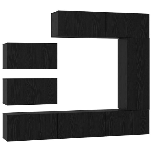 vidaXL Σετ επίπλου τηλεόρασης 8 pcs Μαύρη δρυς 30.5 x 30 x 90 cm