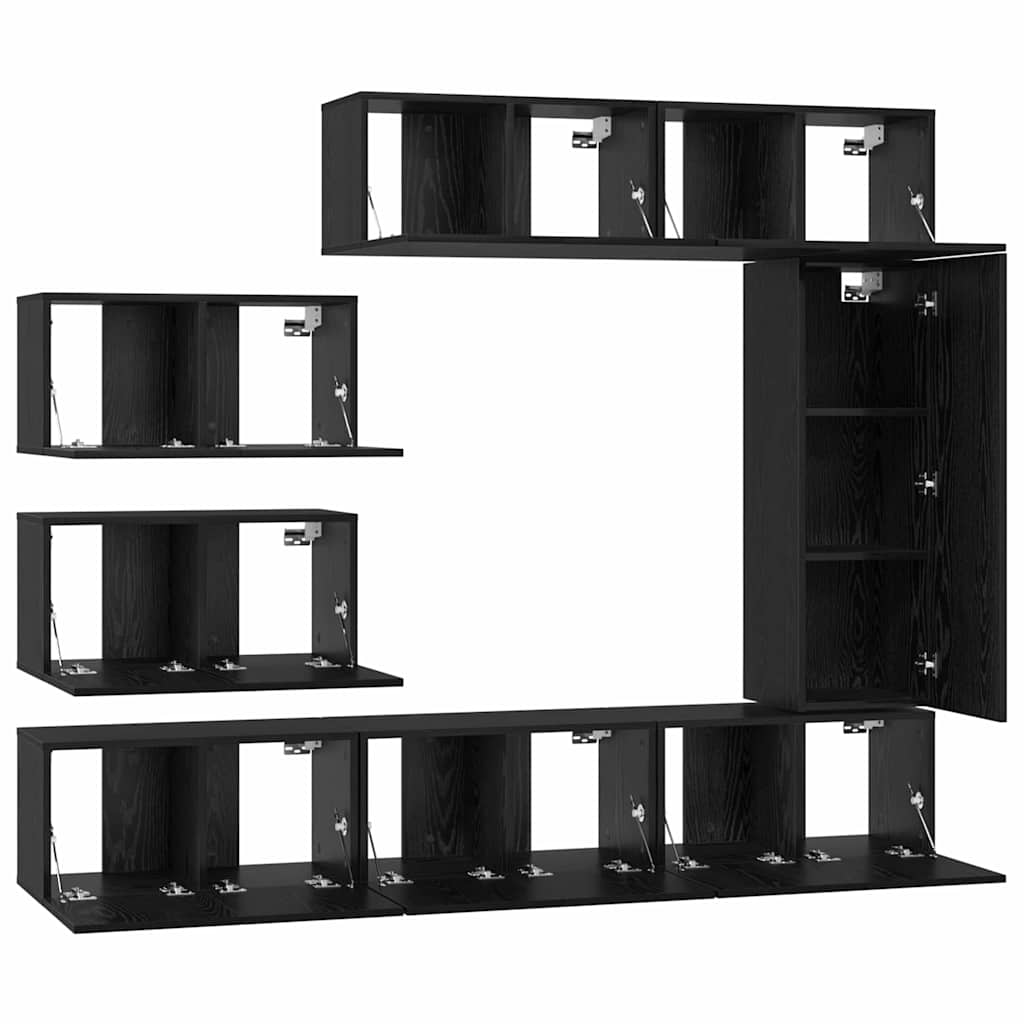 vidaXL Σετ επίπλου τηλεόρασης 8 pcs Μαύρη δρυς 30.5 x 30 x 90 cm