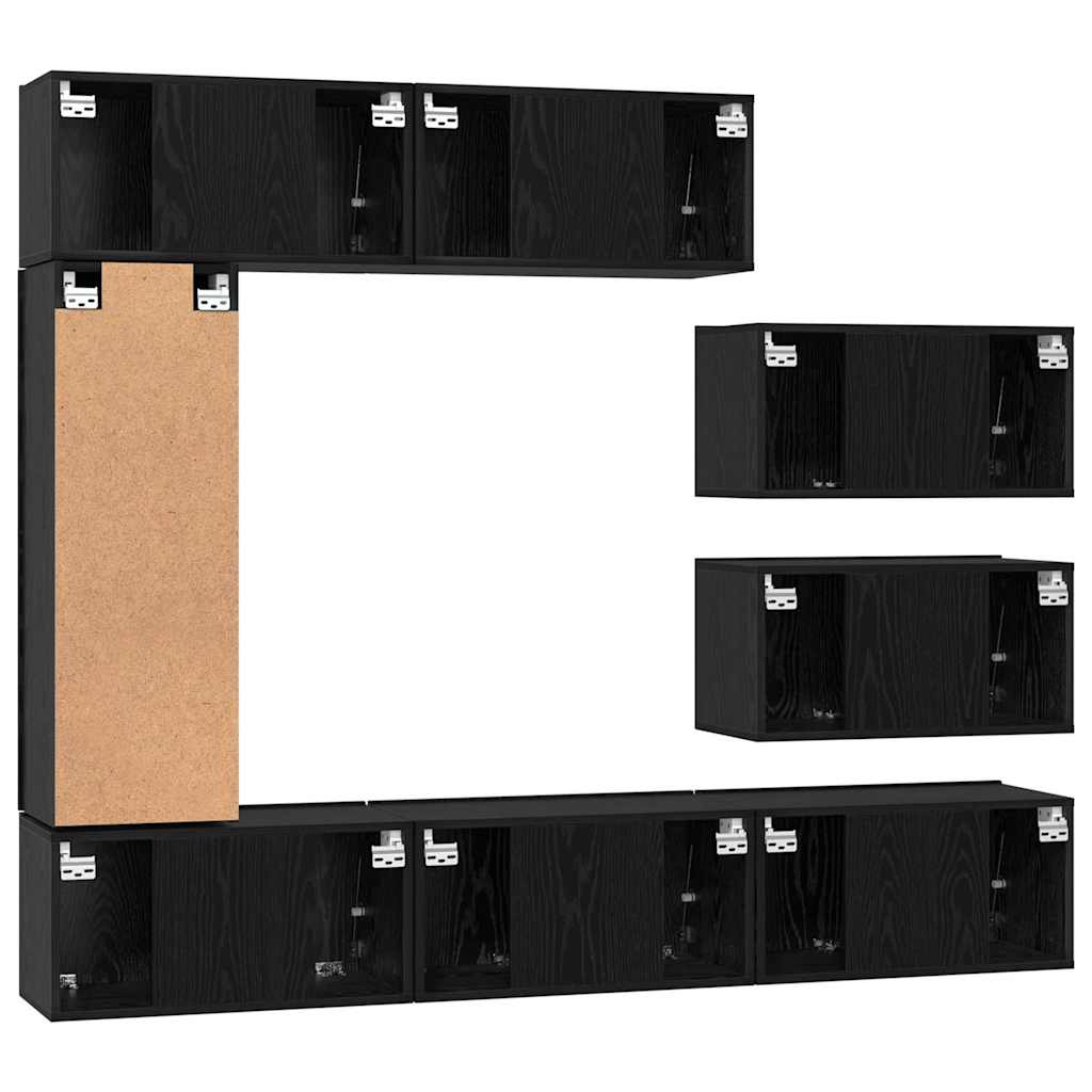 vidaXL Σετ επίπλου τηλεόρασης 8 pcs Μαύρη δρυς 30.5 x 30 x 90 cm