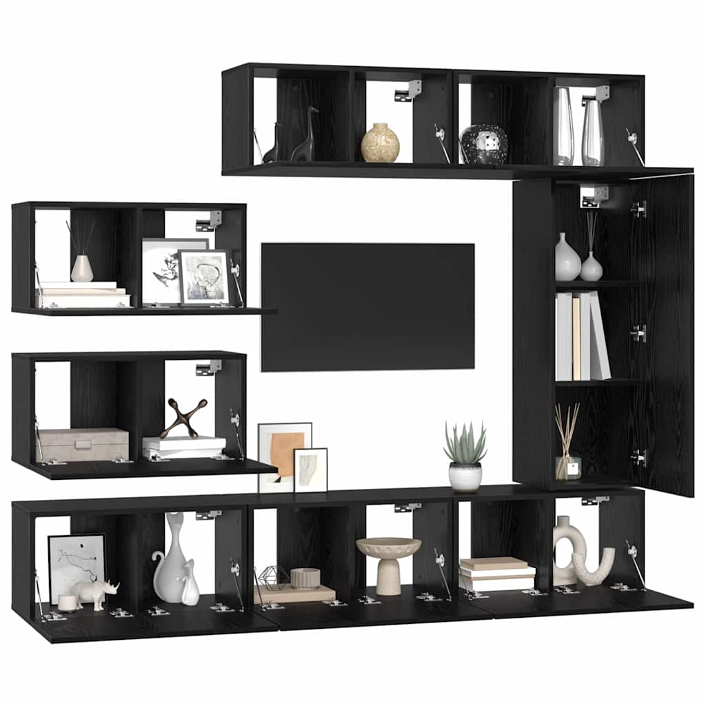 vidaXL Σετ επίπλου τηλεόρασης 8 pcs Μαύρη δρυς 30.5 x 30 x 90 cm