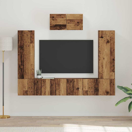 vidaXL Σετ επίπλου τηλεόρασης 7 pcs Παλαιό ξύλο 180 x 30 x 120 εκ