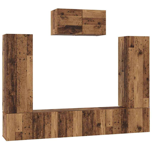 vidaXL Σετ επίπλου τηλεόρασης 7 pcs Παλαιό ξύλο 180 x 30 x 120 εκ