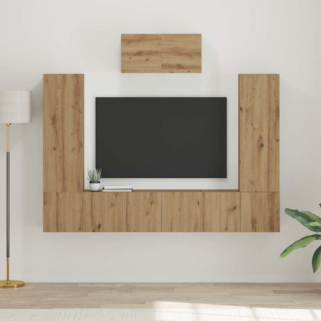 vidaXL Σετ επίπλου τηλεόρασης 7 pcs artisan δρυς 180 x 30 x 120 εκ
