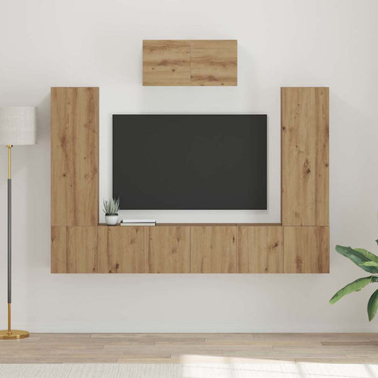vidaXL Σετ επίπλου τηλεόρασης 7 pcs artisan δρυς 180 x 30 x 120 εκ