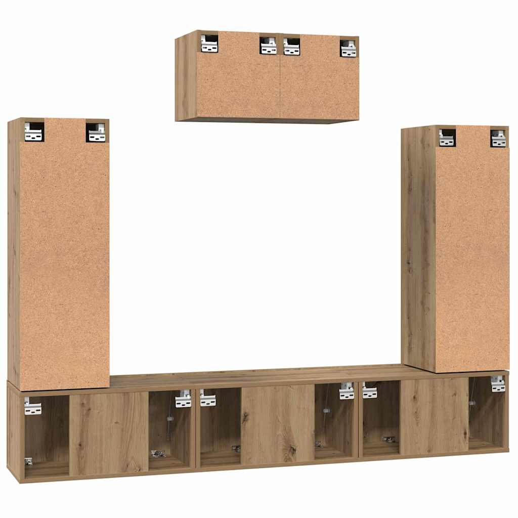 vidaXL Σετ επίπλου τηλεόρασης 7 pcs artisan δρυς 180 x 30 x 120 εκ