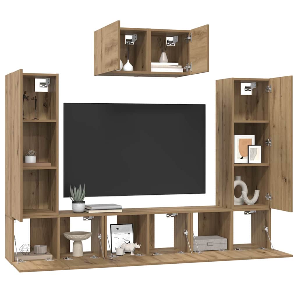 vidaXL Σετ επίπλου τηλεόρασης 7 pcs artisan δρυς 180 x 30 x 120 εκ