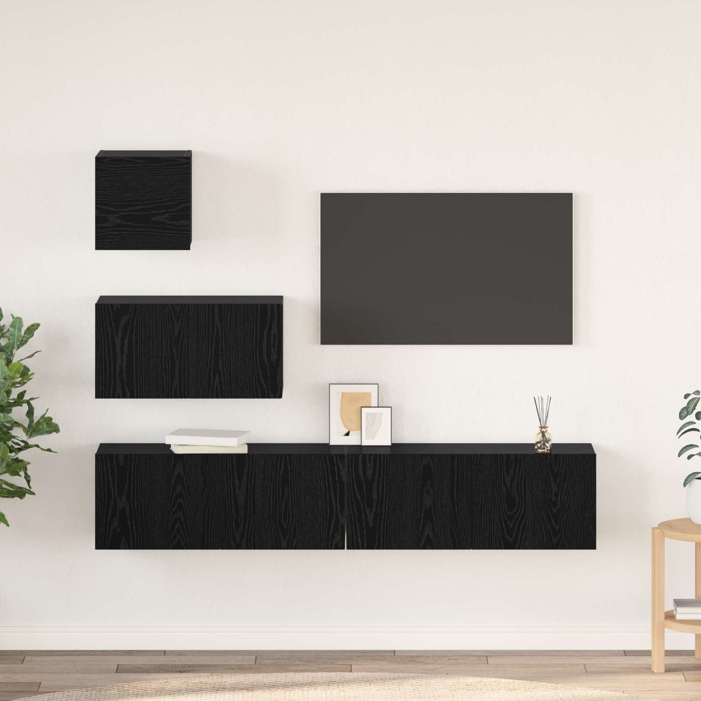 vidaXL Τηλεοπτική Κάβα Τοίχου 4 pcs Μαύρη δρυς 80 x 30 x 30.5 εκ