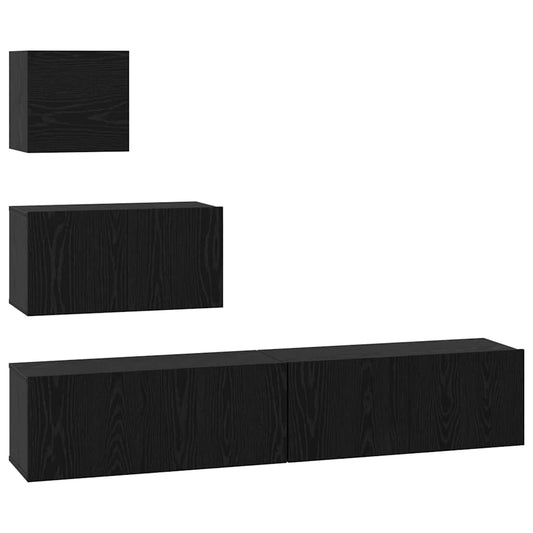vidaXL Τηλεοπτική Κάβα Τοίχου 4 pcs Μαύρη δρυς 80 x 30 x 30.5 εκ