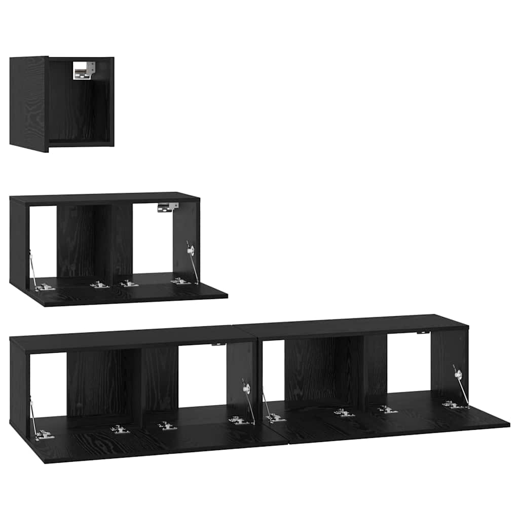 vidaXL Τηλεοπτική Κάβα Τοίχου 4 pcs Μαύρη δρυς 80 x 30 x 30.5 εκ