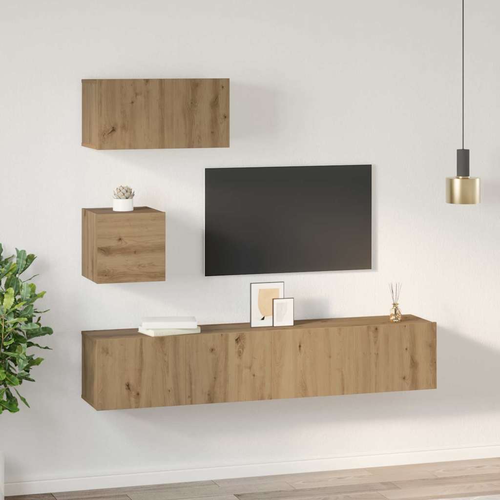 vidaXL ΣΕΤ ΒΑΘΜΟΛΟΓΗΣΗΣ ΤΗΛΕΟΡΑΣΗΣ 4 pcs artisan δρυς 80 x 30 x 30 εκ