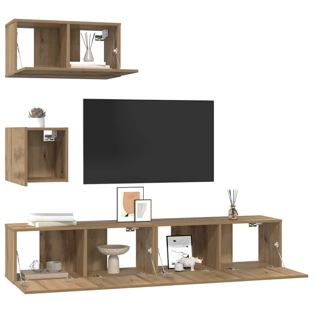 vidaXL ΣΕΤ ΒΑΘΜΟΛΟΓΗΣΗΣ ΤΗΛΕΟΡΑΣΗΣ 4 pcs artisan δρυς 80 x 30 x 30 εκ