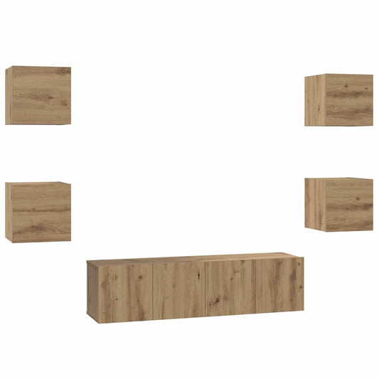vidaXL Σετ επίπλου τηλεόρασης 6 pcs Artisan Oak Επεξεργασμένο ξύλο