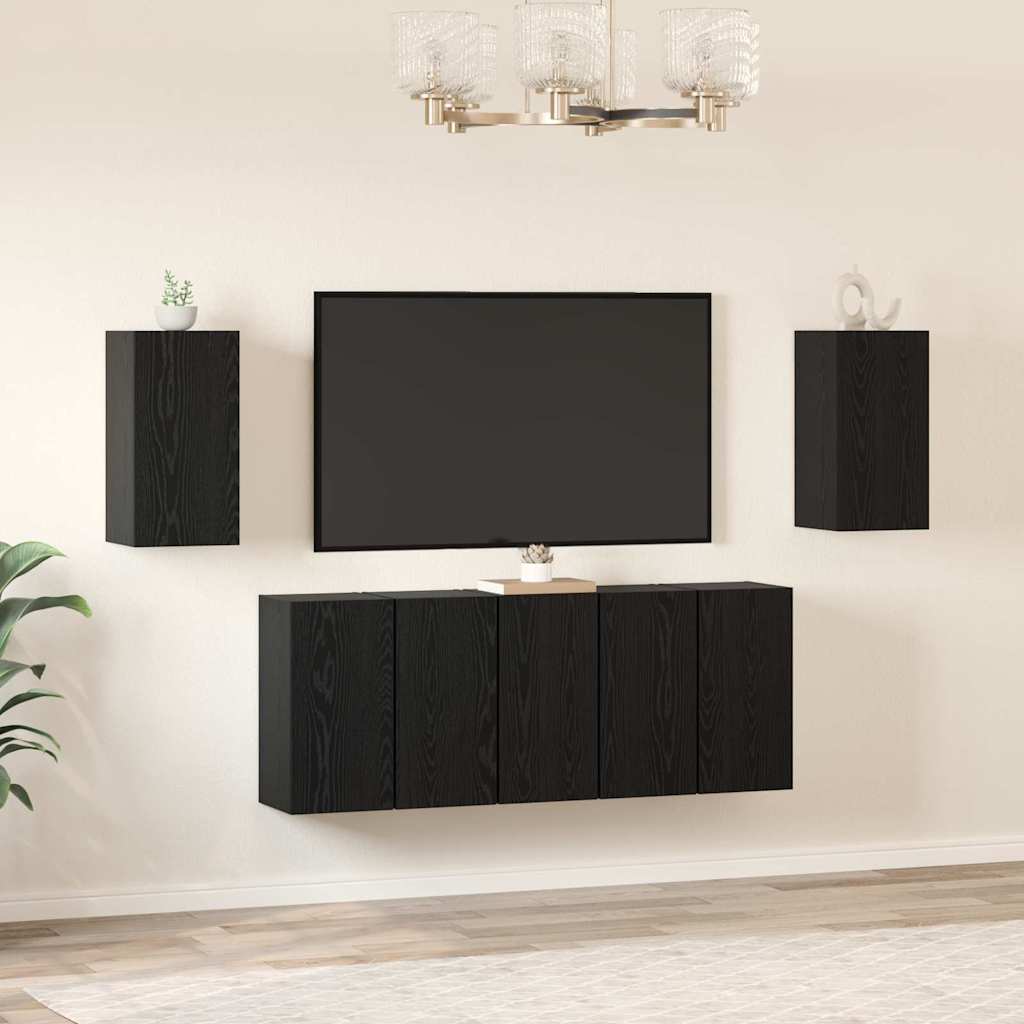 vidaXL Σετ επίπλου τηλεόρασης 7 pcs Μαύρη δρυς 30.5 x 30 x 60 εκ.