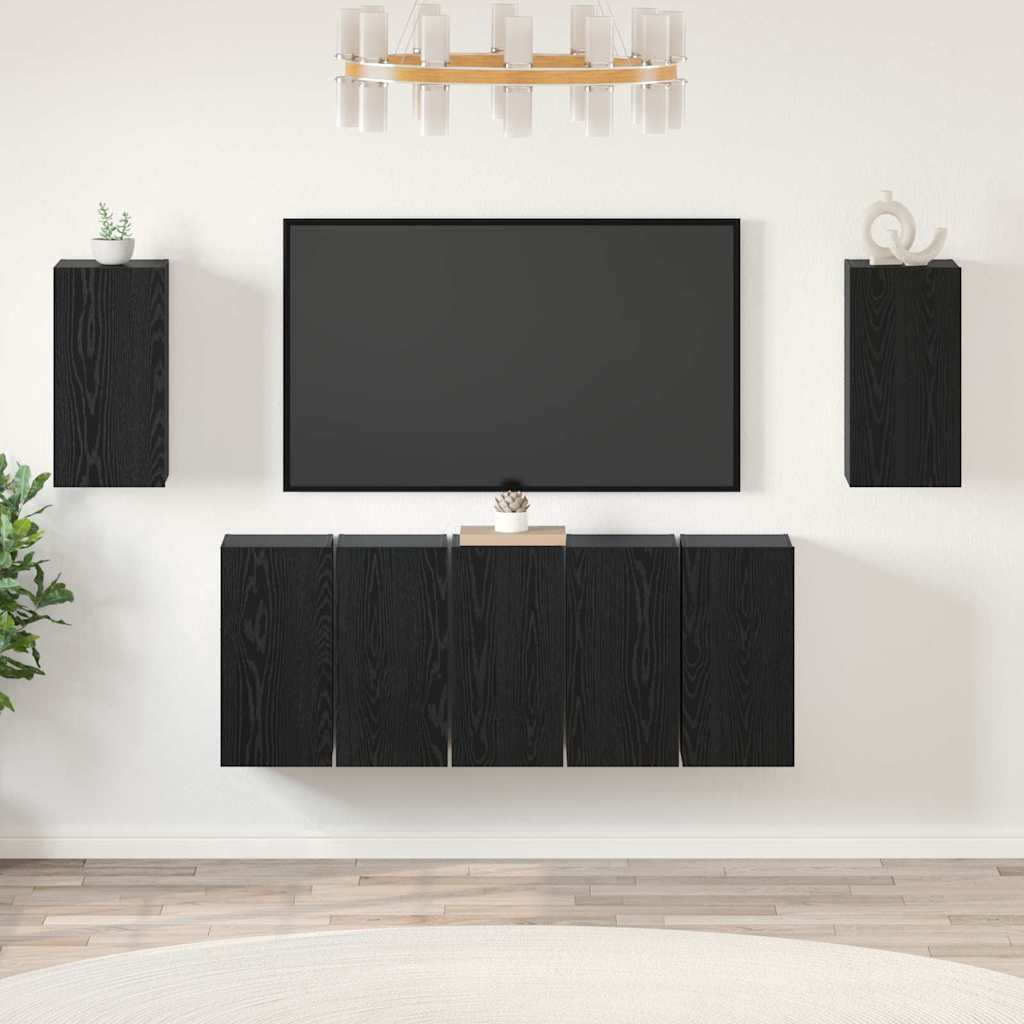 vidaXL Σετ επίπλου τηλεόρασης 7 pcs Μαύρη δρυς 30.5 x 30 x 60 εκ.
