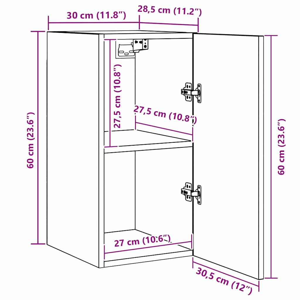 vidaXL Σετ επίπλου τηλεόρασης 7 pcs Μαύρη δρυς 30.5 x 30 x 60 εκ.
