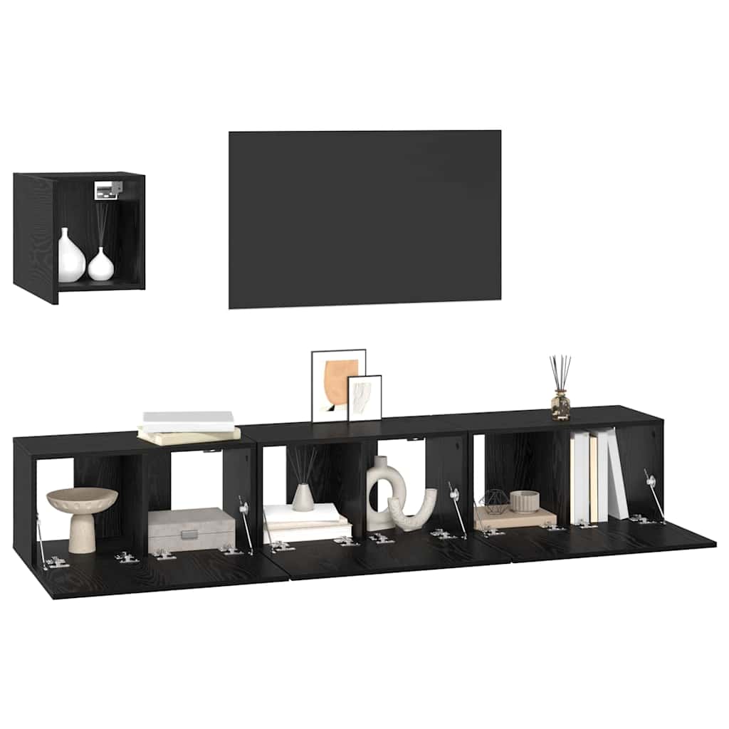 vidaXL Σετ επίπλου τηλεόρασης 4 pcs Μαύρη δρυς 60 x 30 x 30 cm