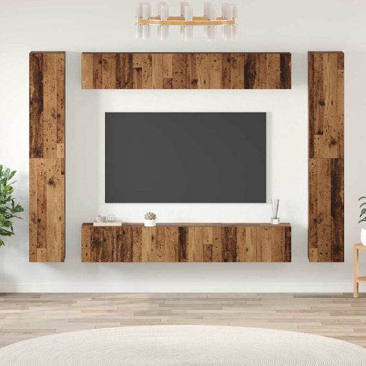 vidaXL Σετ επίπλου τηλεόρασης 10 pcs Παλαιό ξύλο 30.5 x 30 x 90 cm