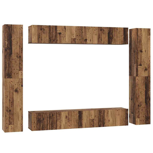 vidaXL Σετ επίπλου τηλεόρασης 10 pcs Παλαιό ξύλο 30.5 x 30 x 90 cm