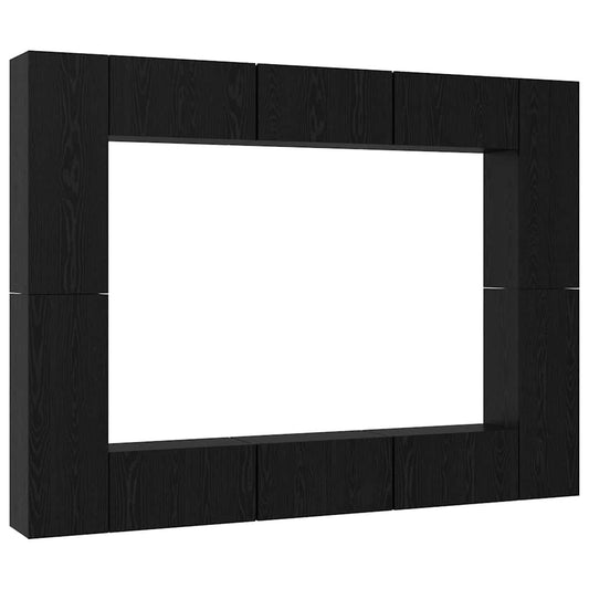 vidaXL Σετ επίπλου τηλεόρασης Επιτοίχιο 10 pcs Μαύρη δρυς