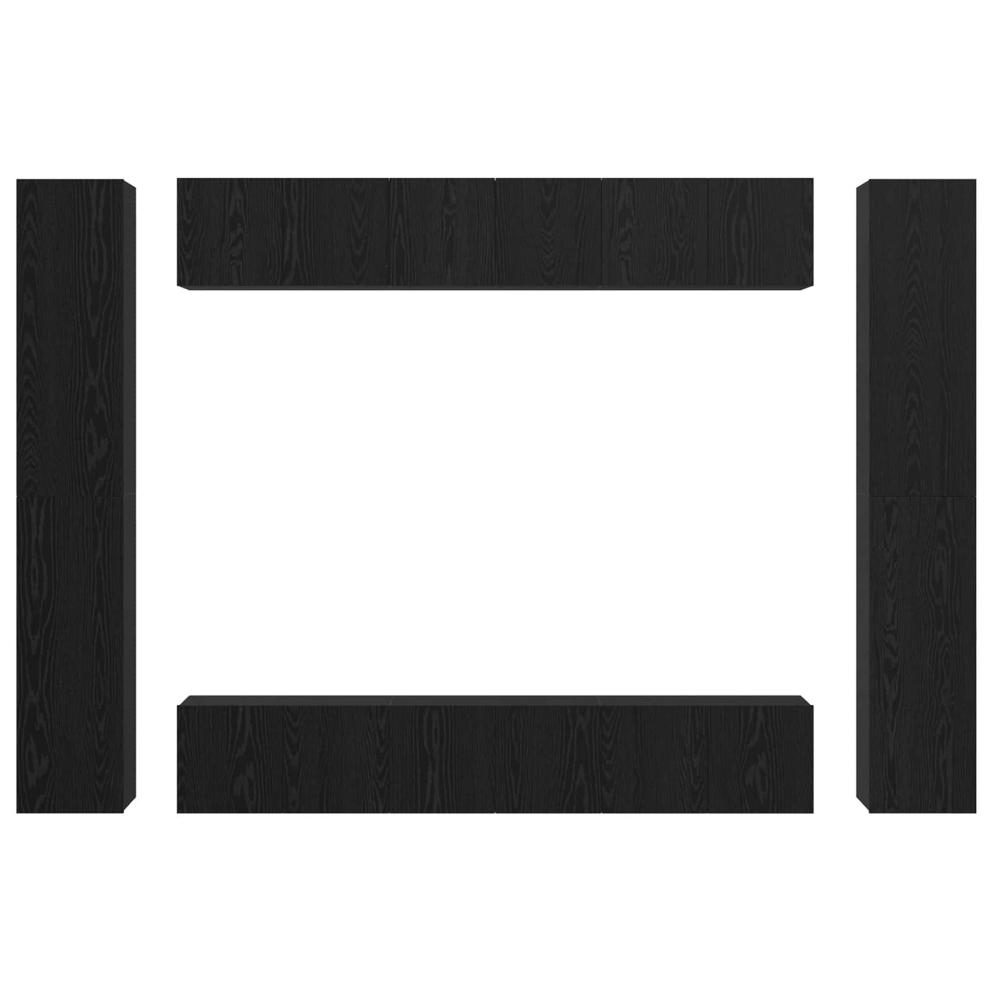 vidaXL Σετ επίπλου τηλεόρασης 10 pcs Μαύρη Οξυά Επεξεργασμένο ξύλο