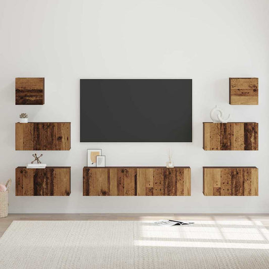 vidaXL Σετ επίπλου τηλεόρασης 8 pcs Παλαιό ξύλο 60 x 30 x 30 cm