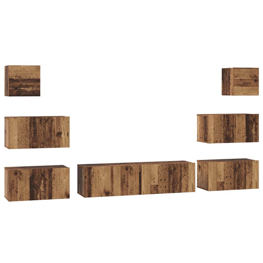 vidaXL Σετ επίπλου τηλεόρασης 8 pcs Παλαιό ξύλο 60 x 30 x 30 cm