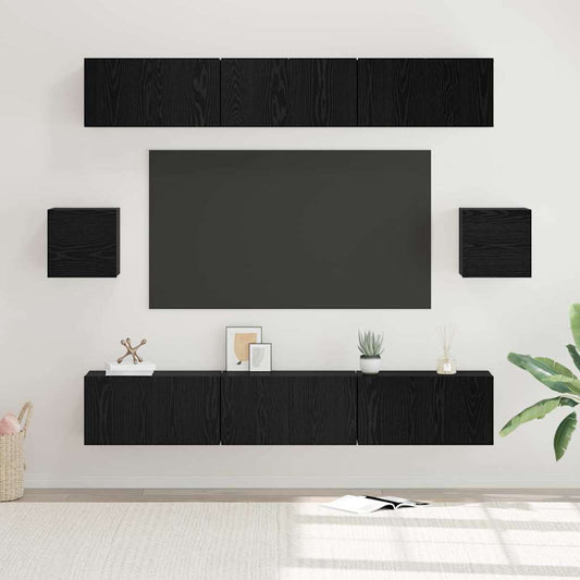vidaXL Σετ επίπλου τηλεόρασης 8 pcs Μαύρη δρυς 60 x 30 x 30 cm