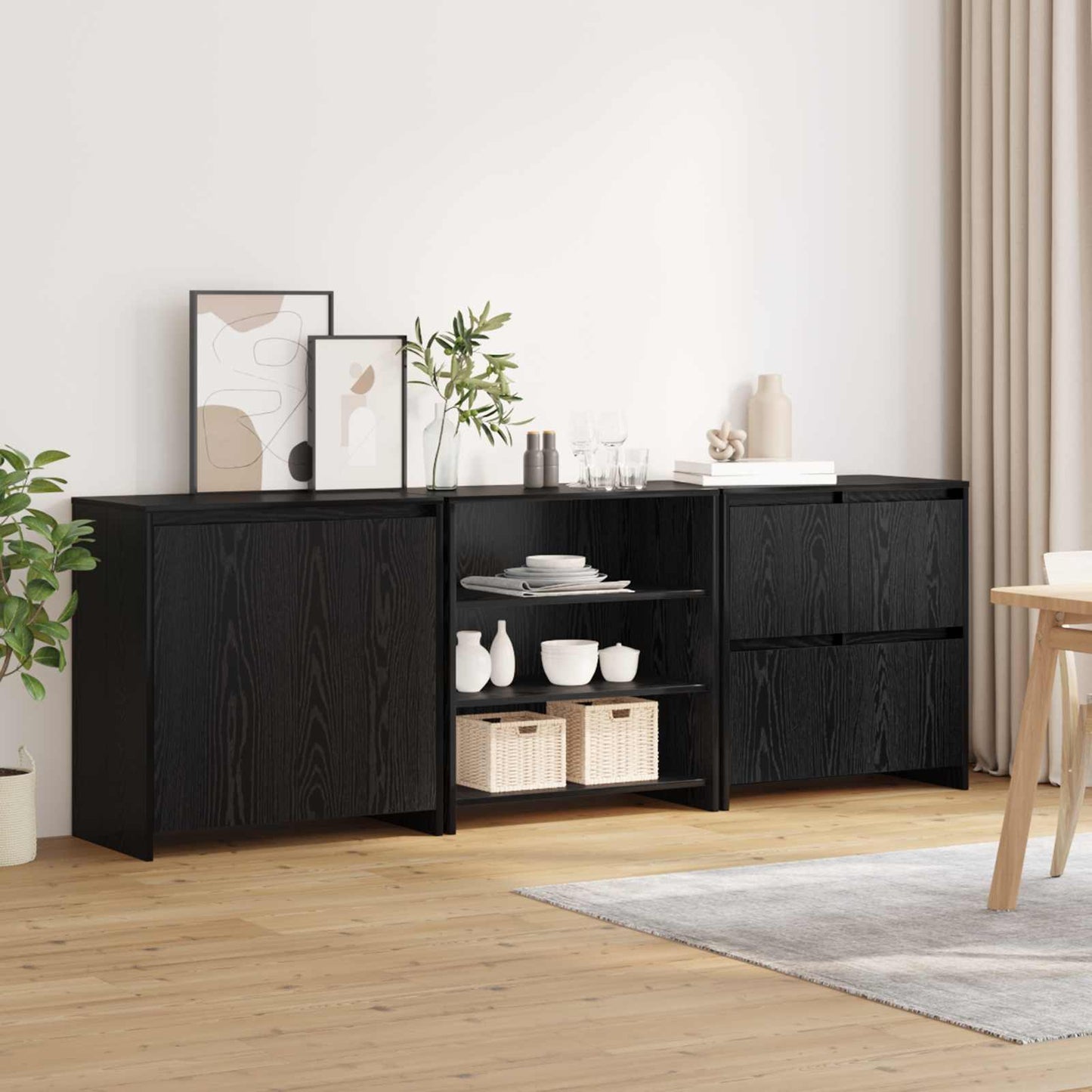 vidaXL Πλαϊνό γραφείο 3 pcs Μαύρη δρυς 70 x 41 x 75 εκ.