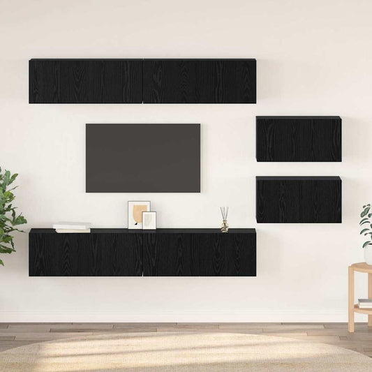 vidaXL Σετ επίπλου τηλεόρασης 6 pcs Μαύρη Οξυά Επεξεργασμένο ξύλο