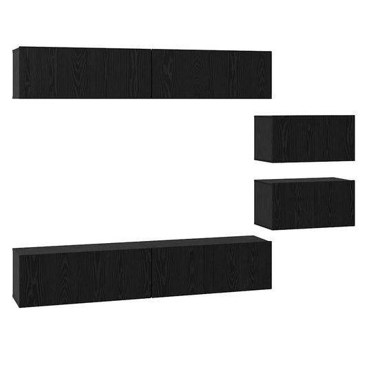 vidaXL Σετ επίπλου τηλεόρασης 6 pcs Μαύρη Οξυά Επεξεργασμένο ξύλο