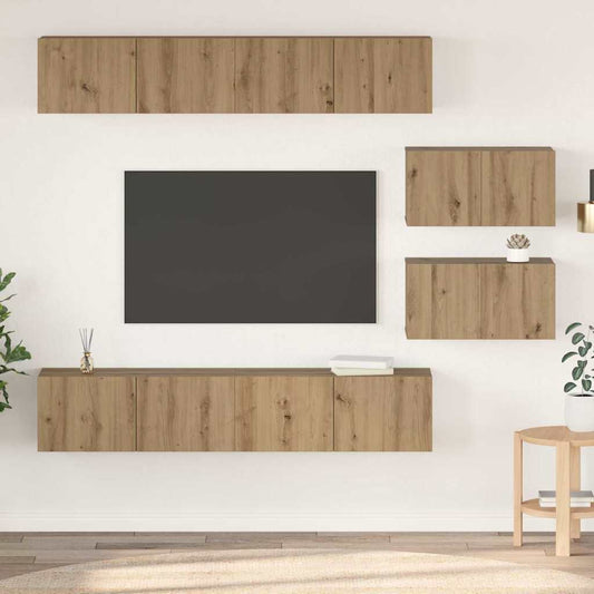 vidaXL Σετ επίπλου τηλεόρασης Επιτοίχιο 6 pcs artisan δρυς