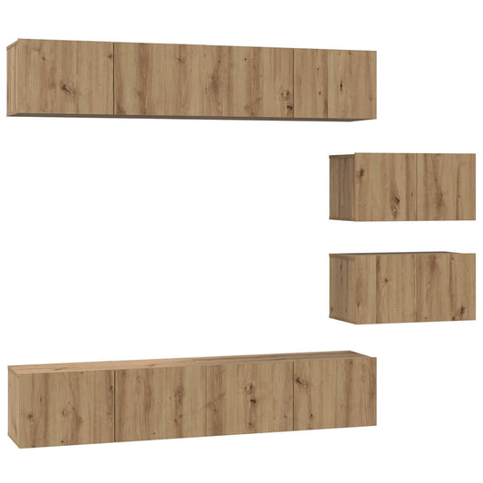 vidaXL Σετ επίπλου τηλεόρασης Επιτοίχιο 6 pcs artisan δρυς