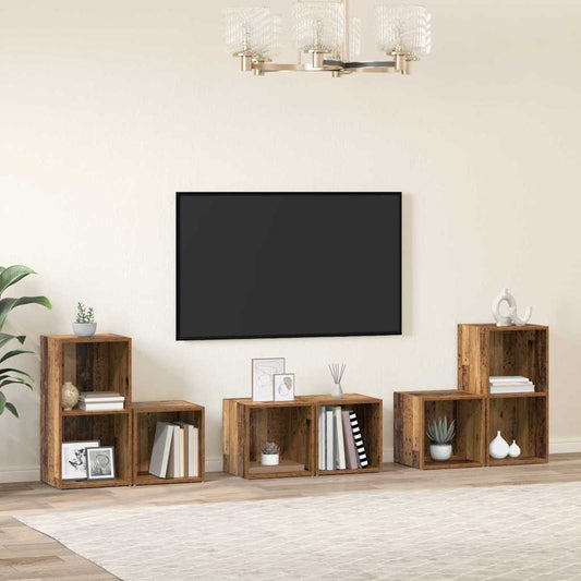 vidaXL Σετ επίπλου τηλεόρασης 6 pcs Παλιό Ξύλο Επεξεργασμένο ξύλο