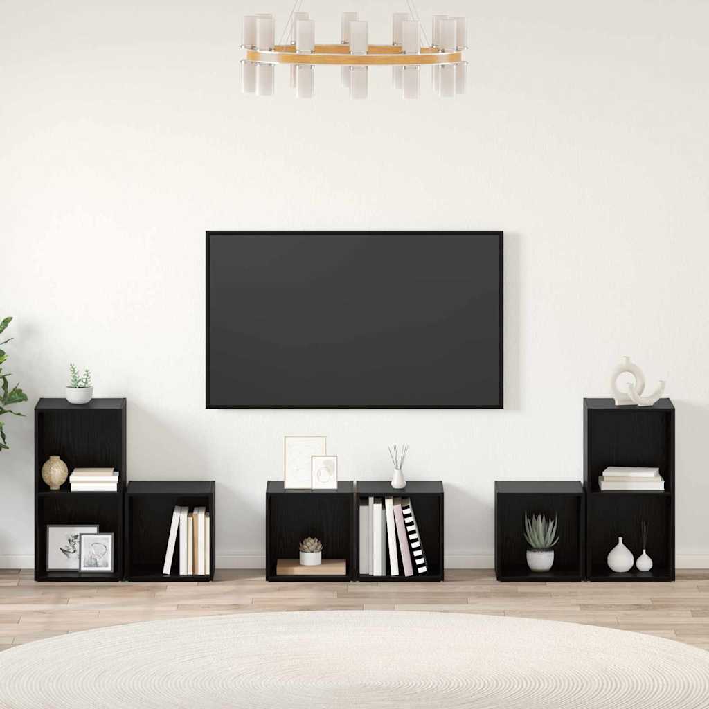 vidaXL ΣΕΤ ΒΑΘΜΟΛΟΓΗΣΗΣ ΤΗΛΕΟΡΑΣΗΣ 6 pcs Μαύρη Οξυά 37 x 35 x 72 εκ.