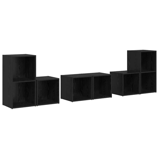vidaXL Σετ επίπλου τηλεόρασης 6 pcs Μαύρη Οξυά Επεξεργασμένο ξύλο