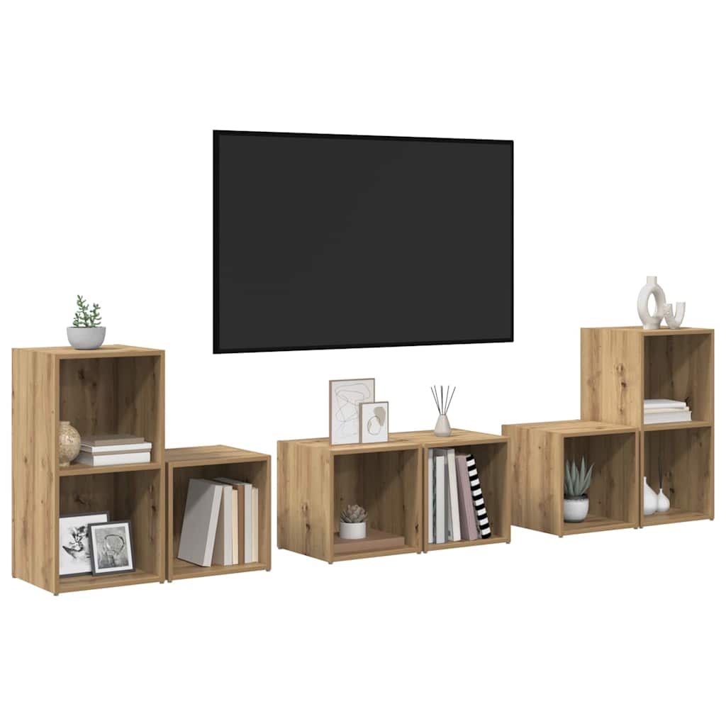 vidaXL Σετ επίπλου τηλεόρασης 6 pcs Artisan Oak Επεξεργασμένο ξύλο