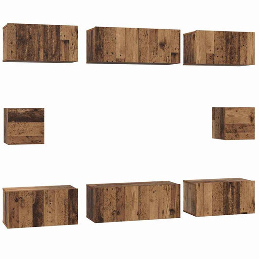 vidaXL ΣΕΤ ΒΑΘΜΟΛΟΓΗΣΗΣ ΤΗΛΕΟΡΑΣΗΣ Επιτοίχιο 8 pcs Παλαιό ξύλο