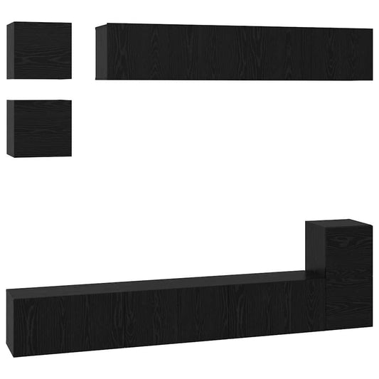 vidaXL Σετ επίπλου τηλεόρασης 8 pcs Μαύρη Οξυά Επεξεργασμένο ξύλο