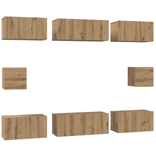 vidaXL ΣΕΤ ΒΑΘΜΟΛΟΓΗΣΗΣ ΤΗΛΕΟΡΑΣΗΣ Επιτοίχιο 8 pcs artisan δρυς