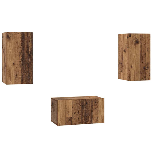 vidaXL Σετ επίπλου τηλεόρασης 3 pcs Παλαιό ξύλο 60 x 30 x 30 cm